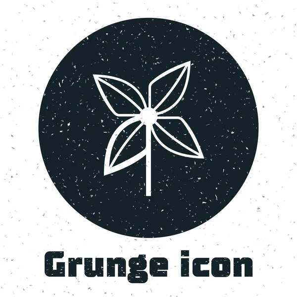 Icono Grunge Pinwheel aislado sobre fondo blanco. Icono de juguete molino de viento. Ilustración vectorial — Vector de stock