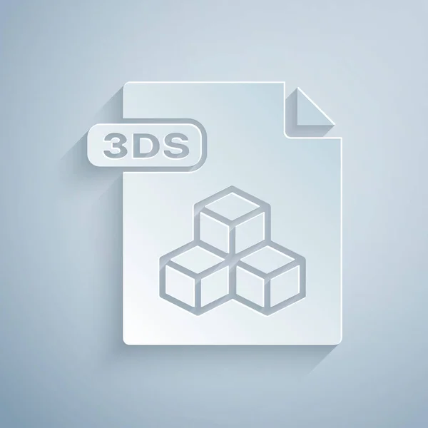 Documento del file 3DS tagliato su carta. Scarica 3ds icona pulsante isolato su sfondo grigio. Simbolo del file 3DS. Stile cartaceo. Illustrazione vettoriale — Vettoriale Stock