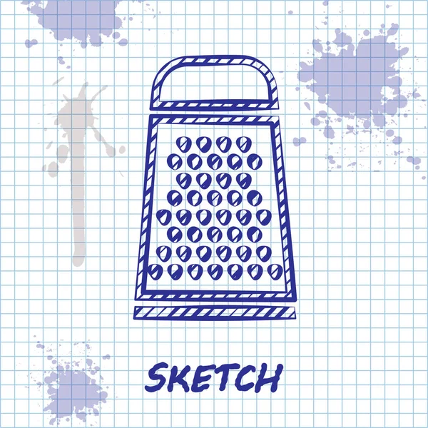 Sketch line GRATER ikona izolowana na białym tle. Symbol kuchni. Przybornik kuchenny. Znak sztućców. Ilustracja wektora — Wektor stockowy