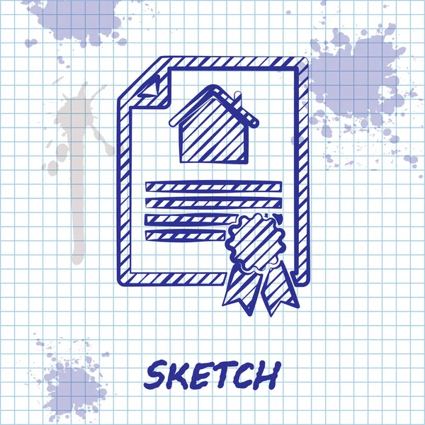 Ікона контракту Sketch Line House ізольована на білому тлі. Контрактна служба створення, формування документів, композиція форми додатків. Векторний приклад — стоковий вектор