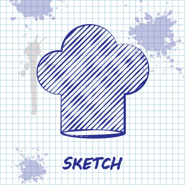 Sketch line ícone chapéu Chef isolado no fundo branco. Símbolo de cozinha. Chapéu dos cozinheiros. Ilustração vetorial —  Vetores de Stock