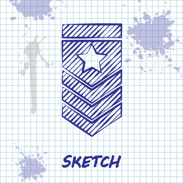 Sketch line ícone Chevron isolado no fundo branco. Insígnia militar. Ilustração vetorial —  Vetores de Stock