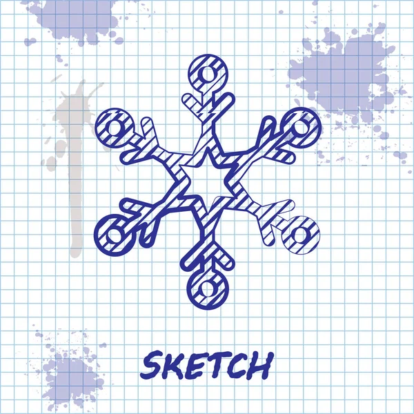 Skiss linje snöflinga ikon isolerad på vit bakgrund. Vektor Illustration — Stock vektor