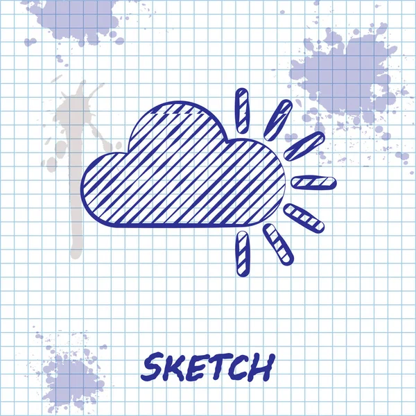 Schets lijn Bewolkt pictogram geïsoleerd op witte achtergrond. Vector Illustratie — Stockvector