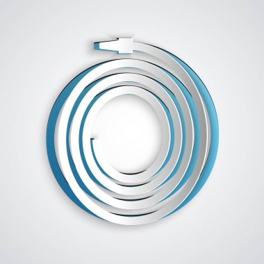 Kağıt kesiği bahçe hortumu veya arka planda izole edilmiş yangın hortumu ikonu. Sprey tabanca ikonu. Su ekipmanları. Kağıt sanatı tarzı. Vektör İllüstrasyonu