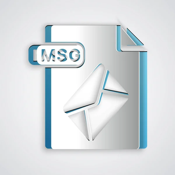 Paper cut MSG file document. Download msg button icon isolated on grey background. MSG file symbol. Paper art style. Vector Illustration — Stock Vector