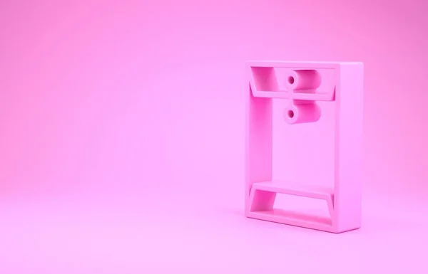 Иконка "Розовый конверт" выделена на розовом фоне. Символ письма электронной почты. Концепция минимализма. 3D-рендеринг — стоковое фото