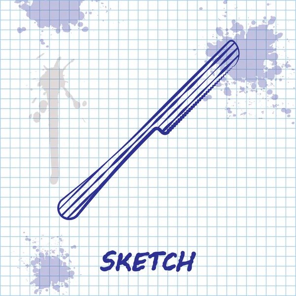 Skizze Linie Messer Symbol isoliert auf weißem Hintergrund. Bestecksymbol vorhanden. Vektorillustration — Stockvektor