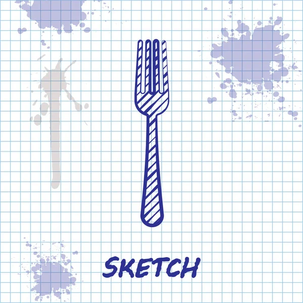Sketch line Ícone de garfo isolado no fundo branco. Símbolo de talheres. Ilustração vetorial —  Vetores de Stock