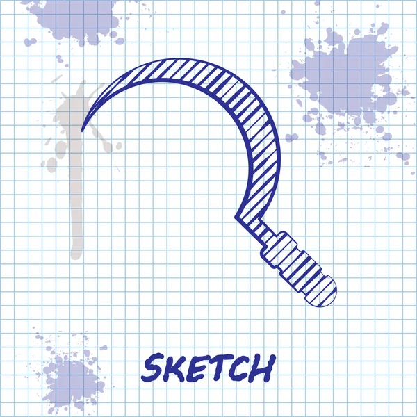 Skizze Linie Sichel Symbol isoliert auf weißem Hintergrund. Hakenschild ernten. Vektorillustration — Stockvektor