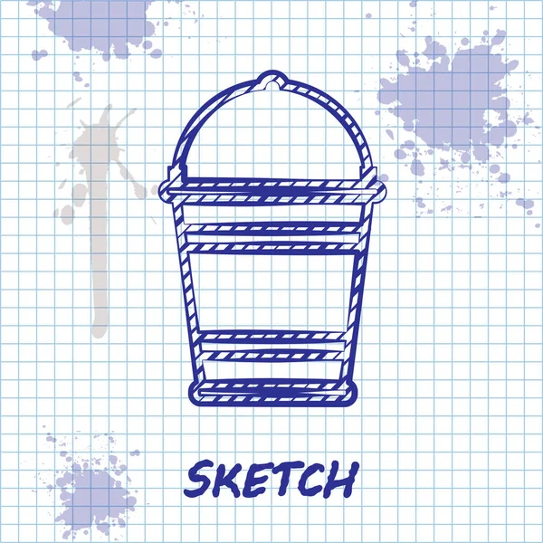 Sketch line Bucket icon isolated on white background. Vector Illustration — Stock Vector