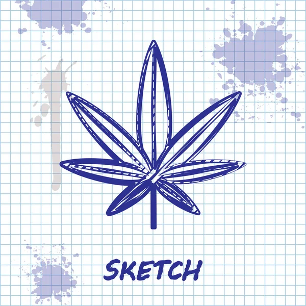 Sketch line Medical marijuana or cannabis leaf icon isolated on white background. Hemp symbol. Vector Illustration — Stock Vector