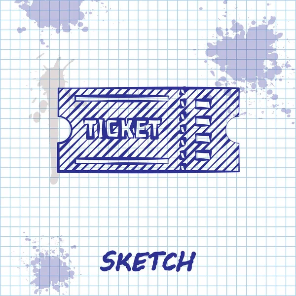 Sketch line Ícone de ingresso isolado no fundo branco. Ilustração vetorial —  Vetores de Stock