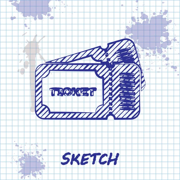 Sketch line Ícone de ingresso isolado no fundo branco. Ilustração vetorial — Vetor de Stock