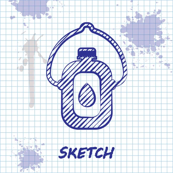 Sketch line Canteen water bottle icon isolated on white background. Tourist flask icon. Jar of water use in the campaign. Vector Illustration — Stock Vector