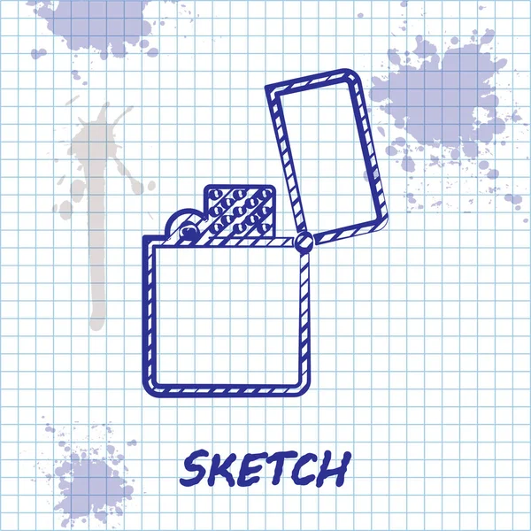 Sketch line Ícone do isqueiro isolado no fundo branco. Ilustração vetorial — Vetor de Stock