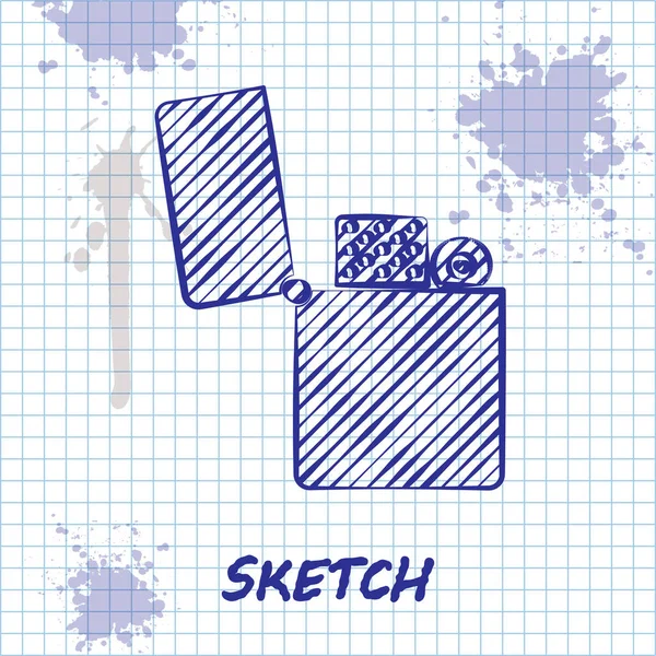 Sketch line Ícone do isqueiro isolado no fundo branco. Ilustração vetorial — Vetor de Stock