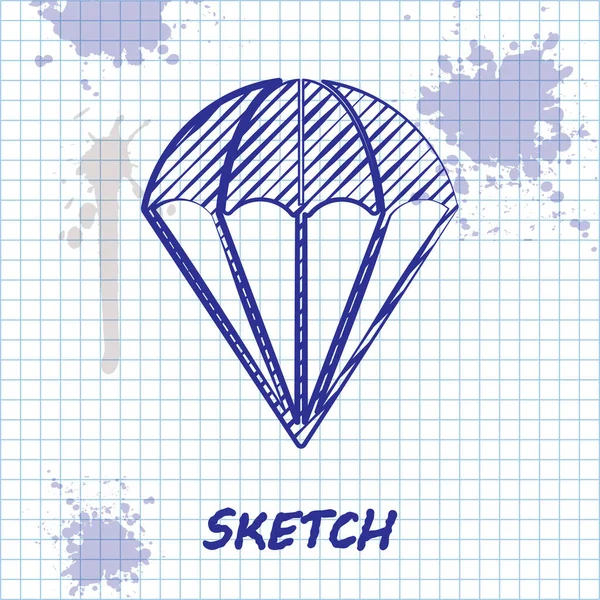 Sketch line Ícone de paraquedas isolado no fundo branco. Ilustração vetorial —  Vetores de Stock