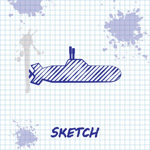 Sketch line Ícone submarino isolado no fundo branco. Navio militar. Ilustração vetorial —  Vetores de Stock