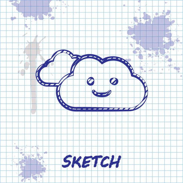 Sketch line Cloud icon isolated on white background. Vector Illustration — Stock Vector