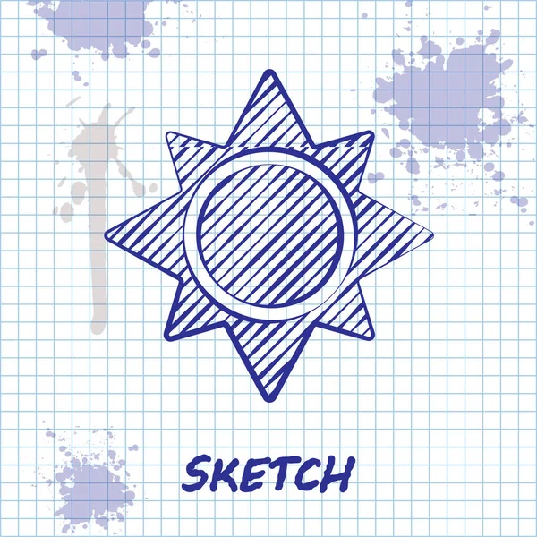 Sketch line Sun ícone isolado no fundo branco. Ilustração vetorial — Vetor de Stock