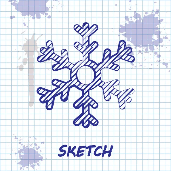 Línea de boceto Icono de copo de nieve aislado sobre fondo blanco. Ilustración vectorial — Vector de stock