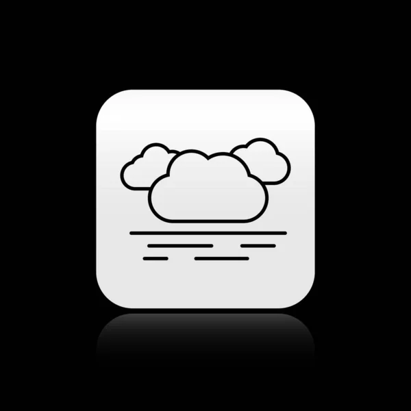 Black Cloud icon isolated on black background. Silver square button. Vector Illustration — Stock Vector
