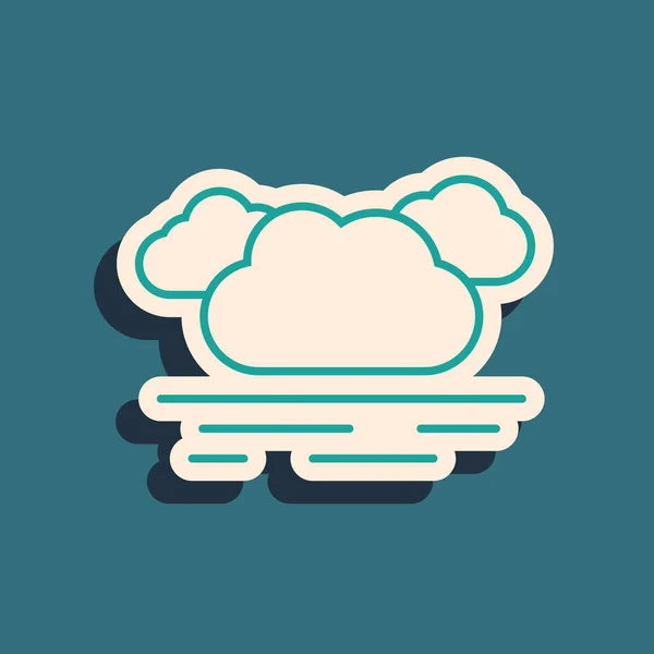 Icono de Nube Verde aislado sobre fondo azul. Estilo de sombra larga. Ilustración vectorial — Archivo Imágenes Vectoriales