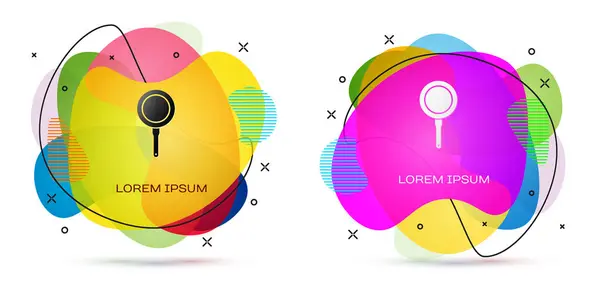 Colore Icona della padella isolata su sfondo bianco. Friggere o arrosto simbolo cibo. Bandiera astratta con forme liquide. Illustrazione vettoriale — Vettoriale Stock