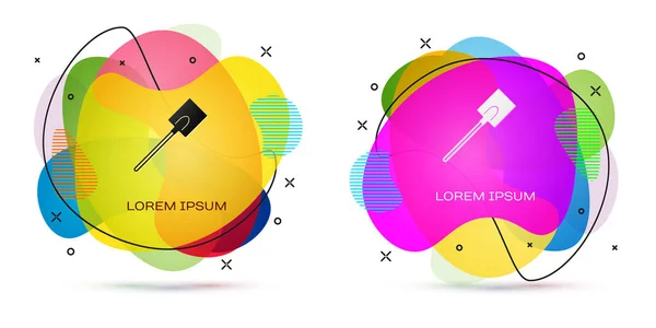Colore Icona pala da giardino isolata su sfondo bianco. Attrezzo da giardinaggio. Attrezzo per orticoltura, agricoltura, agricoltura. Bandiera astratta con forme liquide. Illustrazione vettoriale — Vettoriale Stock