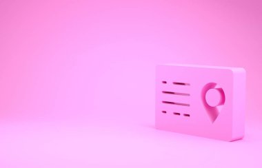 Pembe adres defteri simgesi pembe arka planda izole edilmiş. Telefon rehberi. Minimalizm kavramı. 3d illüstrasyon 3d canlandırma