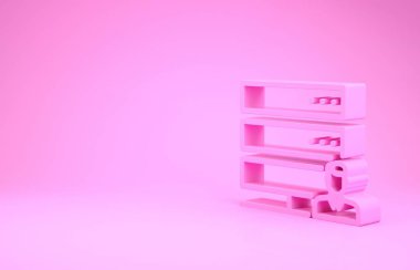Pembe Müşteri Hizmetleri sunucusu simgesi pembe arka planda izole edildi. Erkek operatörle teknik destek konsepti. Çağrı merkezi işareti. Minimalizm kavramı. 3d illüstrasyon 3d canlandırma