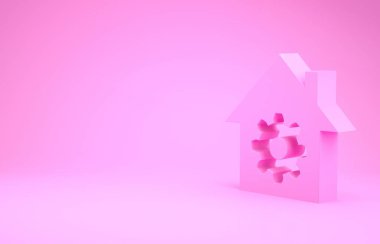 Pink Smart ev ayarları simgesi pembe arka planda izole edildi. Uzaktan kumanda. Minimalizm kavramı. 3d illüstrasyon 3d canlandırma