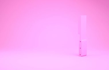 Pembe Barbekü Bıçağı ikonu pembe arka planda izole edilmiş. Mutfak bıçağı ikonu. Barbekü bıçağı işareti. Barbekü ve ızgara aleti. Minimalizm kavramı. 3d illüstrasyon 3d canlandırma