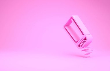 Pembe Tuz ve Biber ikonu pembe arka planda izole edilmiş. Yemek pişirme baharatları. Minimalizm kavramı. 3d illüstrasyon 3B canlandırma