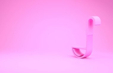 Pembe mutfak kepçesi ikonu pembe arka planda izole edilmiş. Mutfak aletleri. Çatal kaşık tabelası. Minimalizm kavramı. 3d illüstrasyon 3B canlandırma