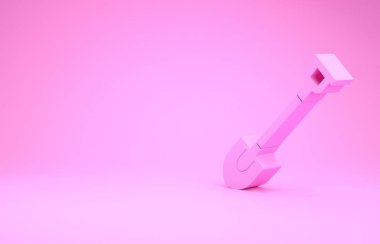 Pembe Bahçe kürek ikonu pembe arka planda izole edilmiş. Bahçe aletleri. Bahçecilik, tarım, çiftçilik aleti. Minimalizm kavramı. 3d illüstrasyon 3d canlandırma