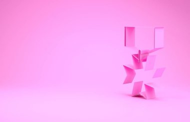 Pembe Askeri Ödül ikonu pembe arka planda izole edilmiş. Ordu işareti. Minimalizm kavramı. 3d illüstrasyon 3d canlandırma