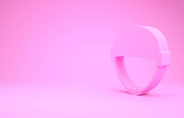 Pembe Askeri miğfer ikonu pembe arka planda izole edilmiş. Ordu şapkasının savunma ve koruma sembolü. Koruyucu şapka. Minimalizm kavramı. 3d illüstrasyon 3d canlandırma