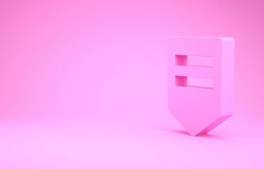 Pembe sembol, pembe arkaplanda izole edilmiş. Askeri rozet işareti. Minimalizm kavramı. 3d illüstrasyon 3d canlandırma