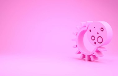 Pembe arka planda izole edilmiş güneş tutulması simgesi. Tam sonar tutulması. Minimalizm kavramı. 3d illüstrasyon 3d canlandırma