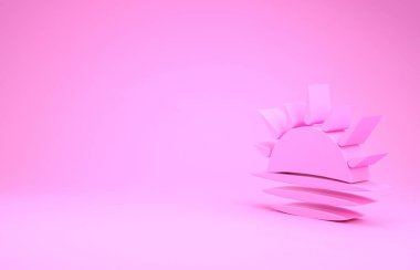 Pembe Sunset simgesi pembe arkaplanda izole edilmiş. Minimalizm kavramı. 3d illüstrasyon 3d canlandırma