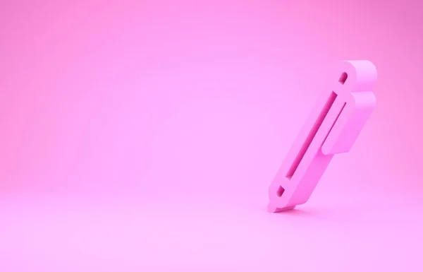 Иконка линии Pink Pen выделена на розовом фоне. Концепция минимализма. 3D-рендеринг — стоковое фото