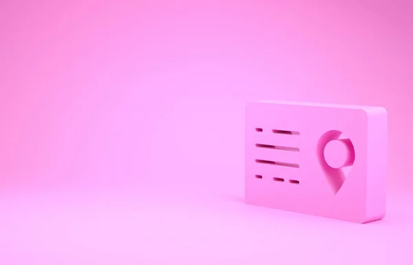 Pink Address book icon isolated on pink background. Telephone directory. Minimalism concept. 3d illustration 3D render