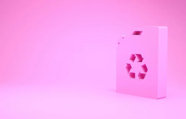 Ícone de lata de combustível Pink Eco isolado no fundo rosa. Eco bio e barril. Ambiente verde e reciclagem. Conceito de minimalismo. 3D ilustração 3D render — Fotografia de Stock