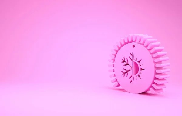 Розовый термостат значок изолирован на розовом фоне. Контроль температуры. Концепция минимализма. 3D-рендеринг — стоковое фото