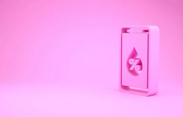 Rosa Luftfeuchtigkeit für Smart Home Icon isoliert auf rosa Hintergrund. Wetter und Meteorologie, Thermometer-Symbol. Minimalismus-Konzept. 3D Illustration 3D Renderer — Stockfoto