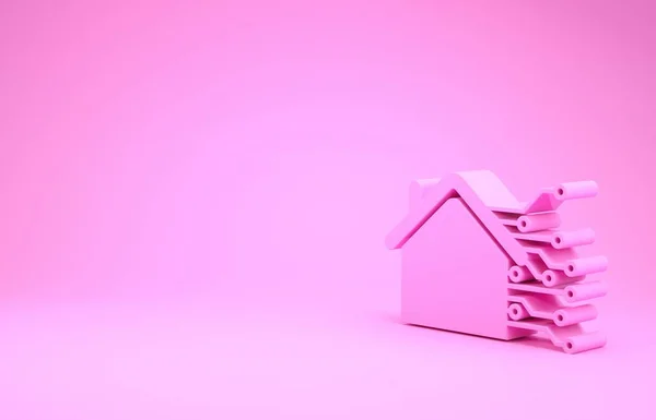 Icona Smart Home rosa isolata su sfondo rosa. Telecomando. Concetto minimalista. Illustrazione 3d rendering 3D — Foto Stock