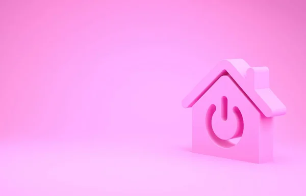 Icono de casa inteligente rosa aislado sobre fondo rosa. Control remoto. Concepto minimalista. 3D ilustración 3D render — Foto de Stock