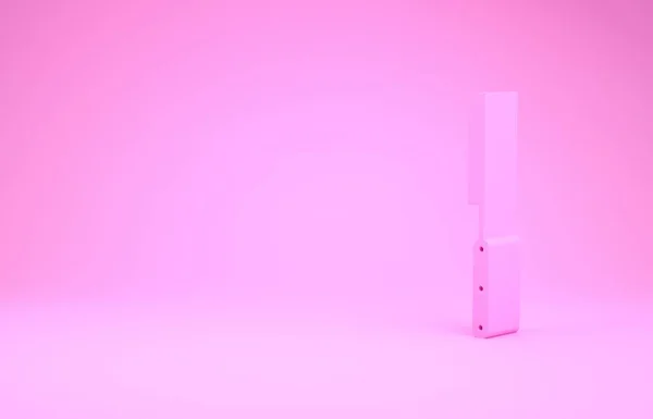 Розовый нож барбекю значок изолирован на розовом фоне. Значок кухонного ножа. Знак "Барбекю". Барбекю и гриль инструмент. Концепция минимализма. 3D-рендеринг — стоковое фото